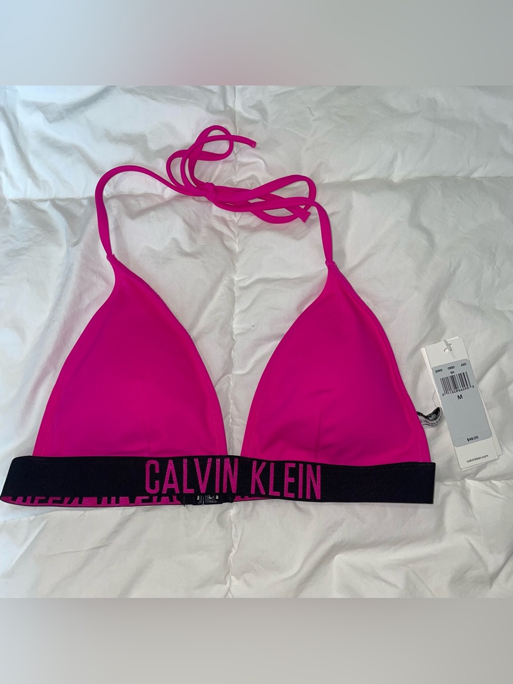 Calvin Klein Hot Pink Triangle Bikini Top with Branded Elastic Band
